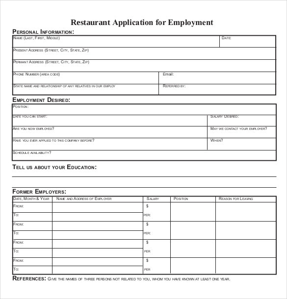 13 Restaurant Application Templates Free Sample Example Format 