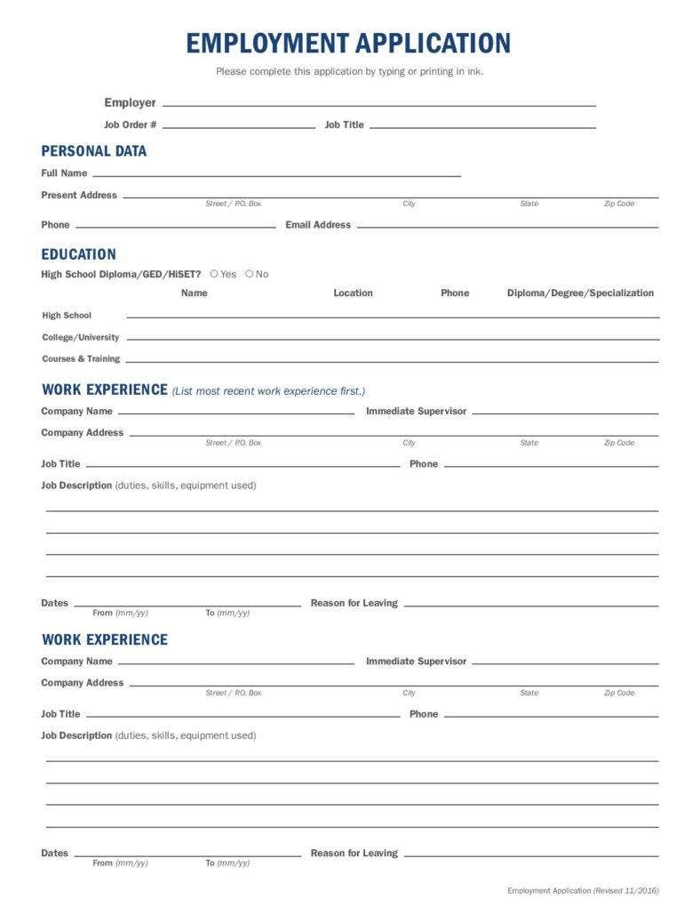 14 Employment Application Form Free Samples Examples Formats 