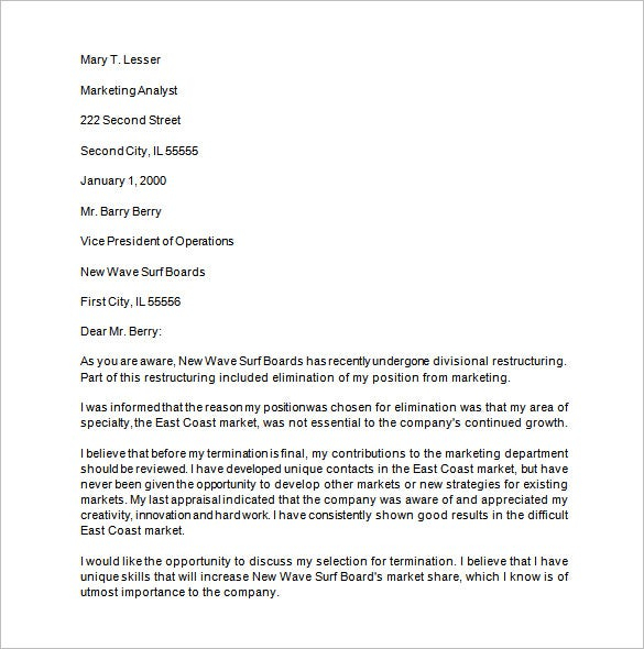 15 Job Termination Letter Templates Free Sample Example Format