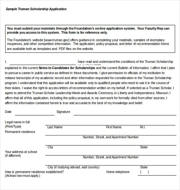 15 Scholarship Application Templates Free Sample Example Format 