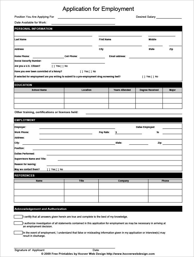 17 Sample HR Application Forms Templates PDF DOC