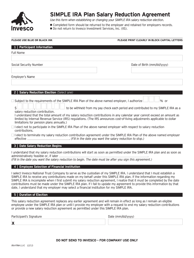 2013 Form Invesco IRA FRM 11 Fill Online Printable Fillable Blank