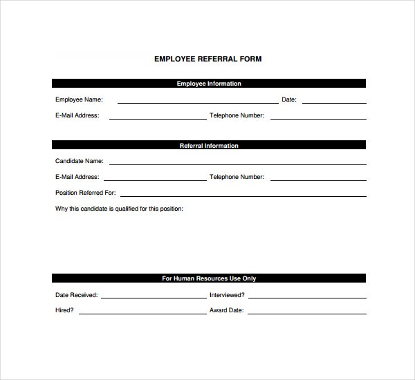 4 Templates Employee Referral Form Free Premium Templates