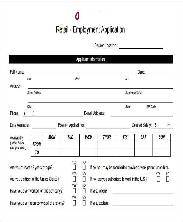 49 Job Application Form Templates Free Premium Templates