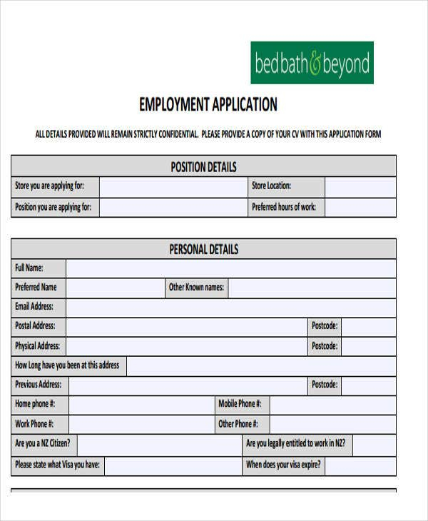 49 Job Application Form Templates Free Premium Templates