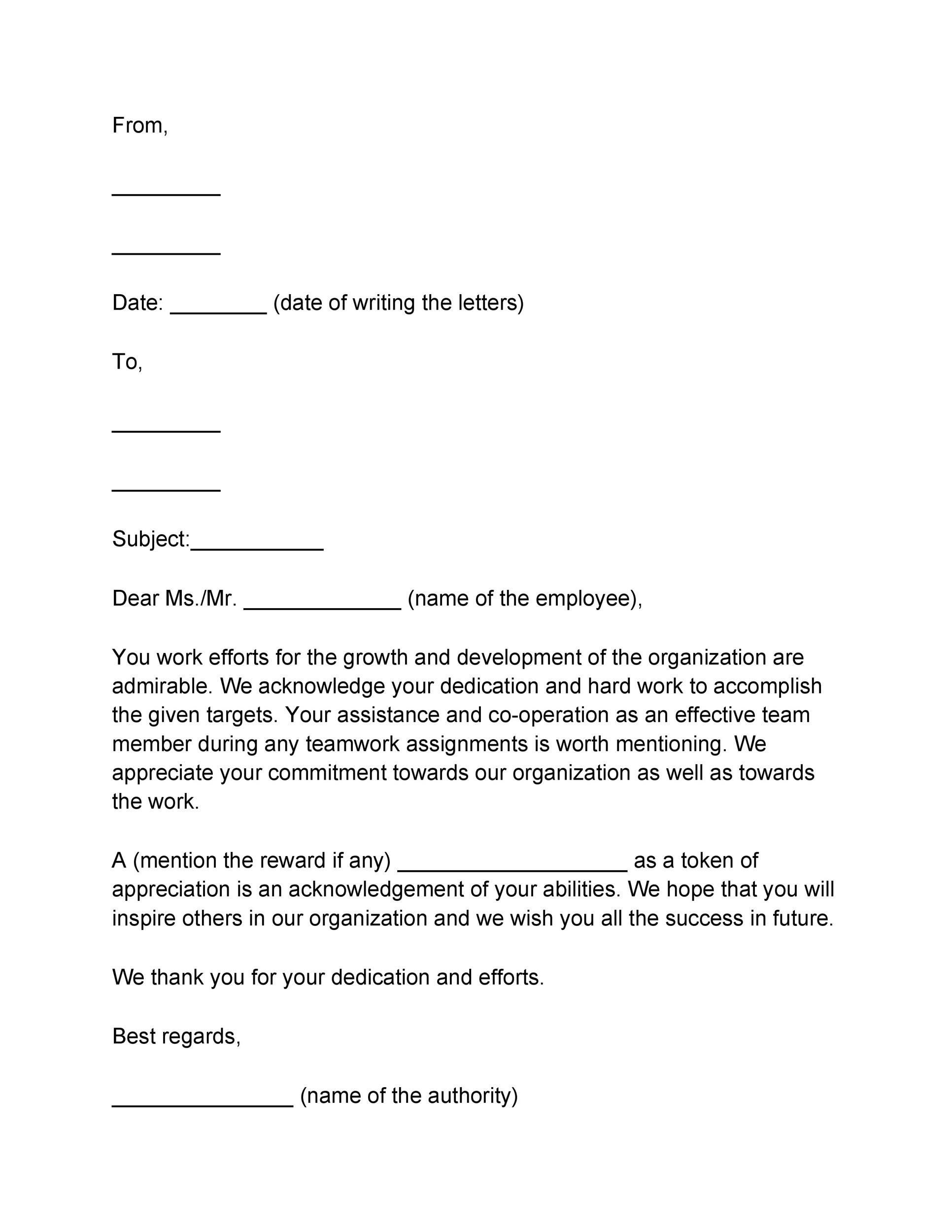 49 Printable Employee Recognition Letters 100 FREE TemplateLab