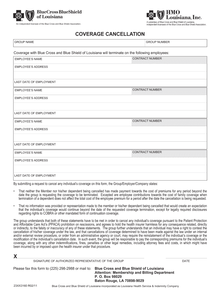 Blue Cross Blue Shield Cancellation Form Fill Out And Sign Printable