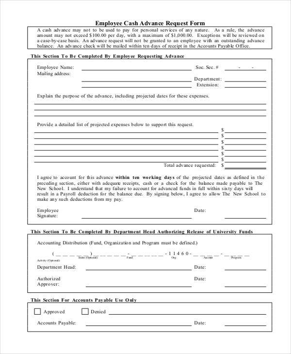 Employee Cash Advance Form Template DocTemplates