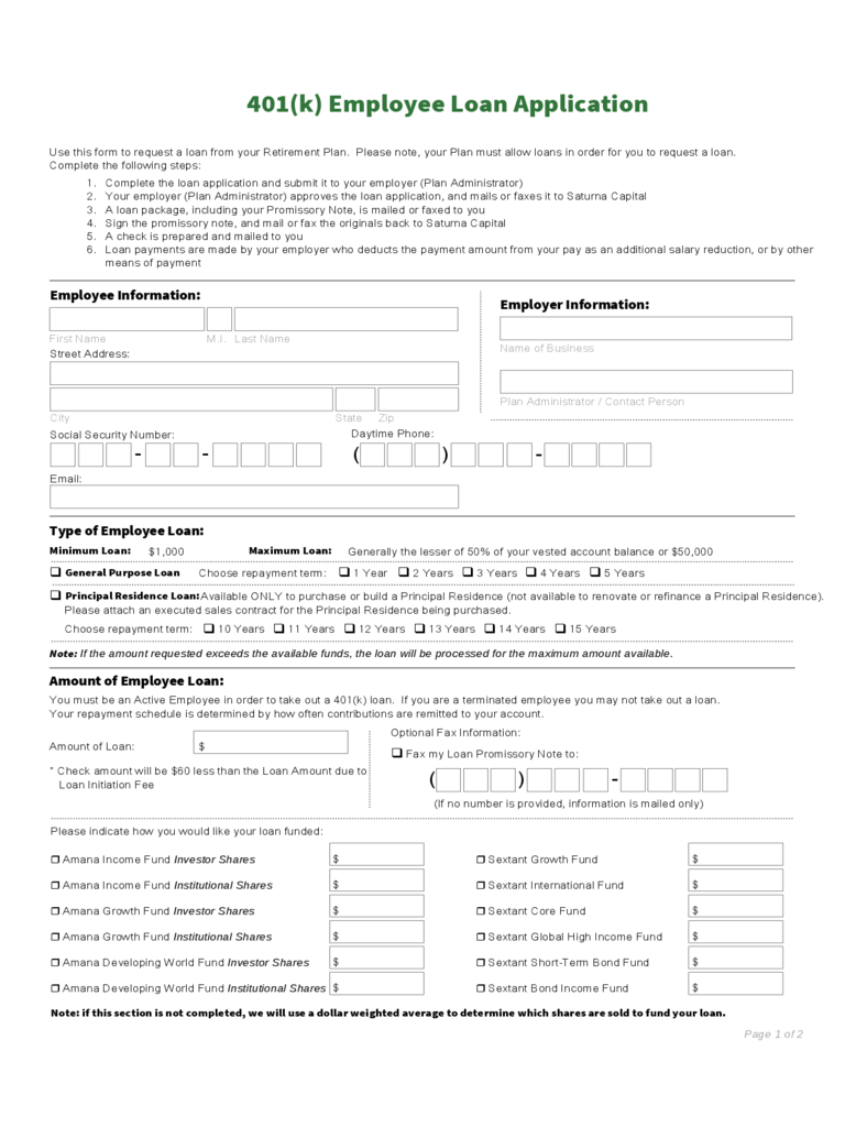 Employee Loan Application Form 2 Free Templates In PDF Word Excel