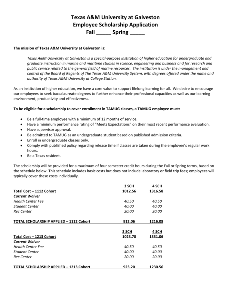 Employee Scholarship Application Authorization Form