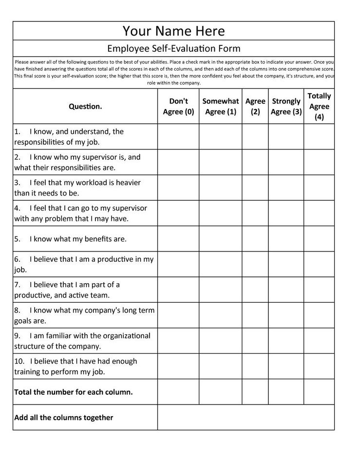 Employee Self Evaluation Form Employee Performance Review 