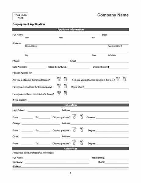 Employment Application online