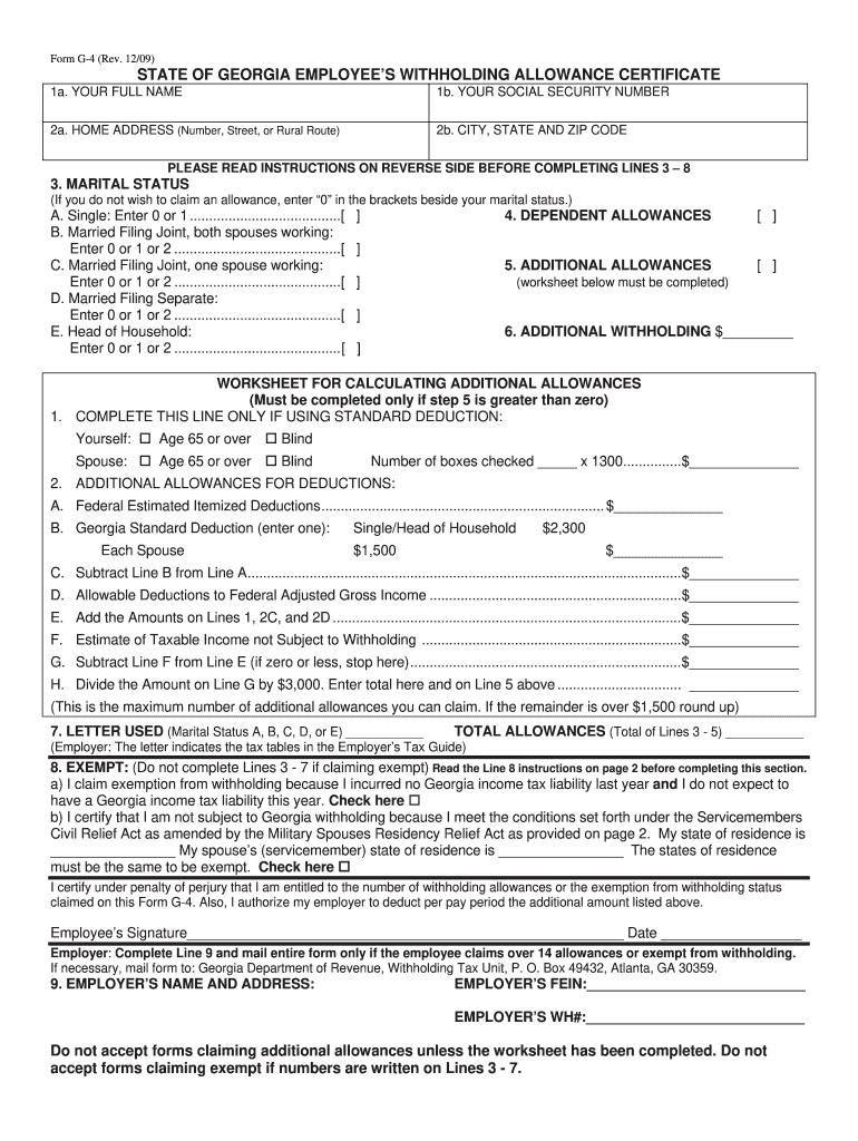 Fill Out Employee Application Ga State Tax Form G 4 2022 Employeeform