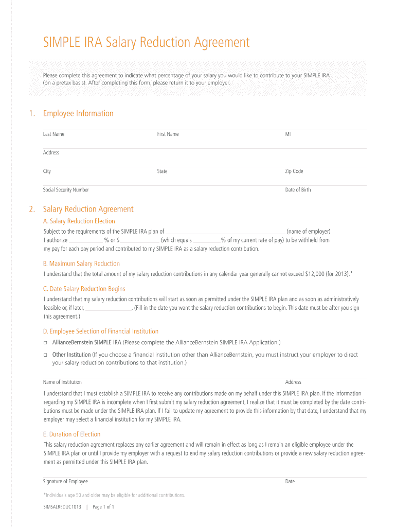 Fillable Online SIMPLE IRA Employee Application Brochure 