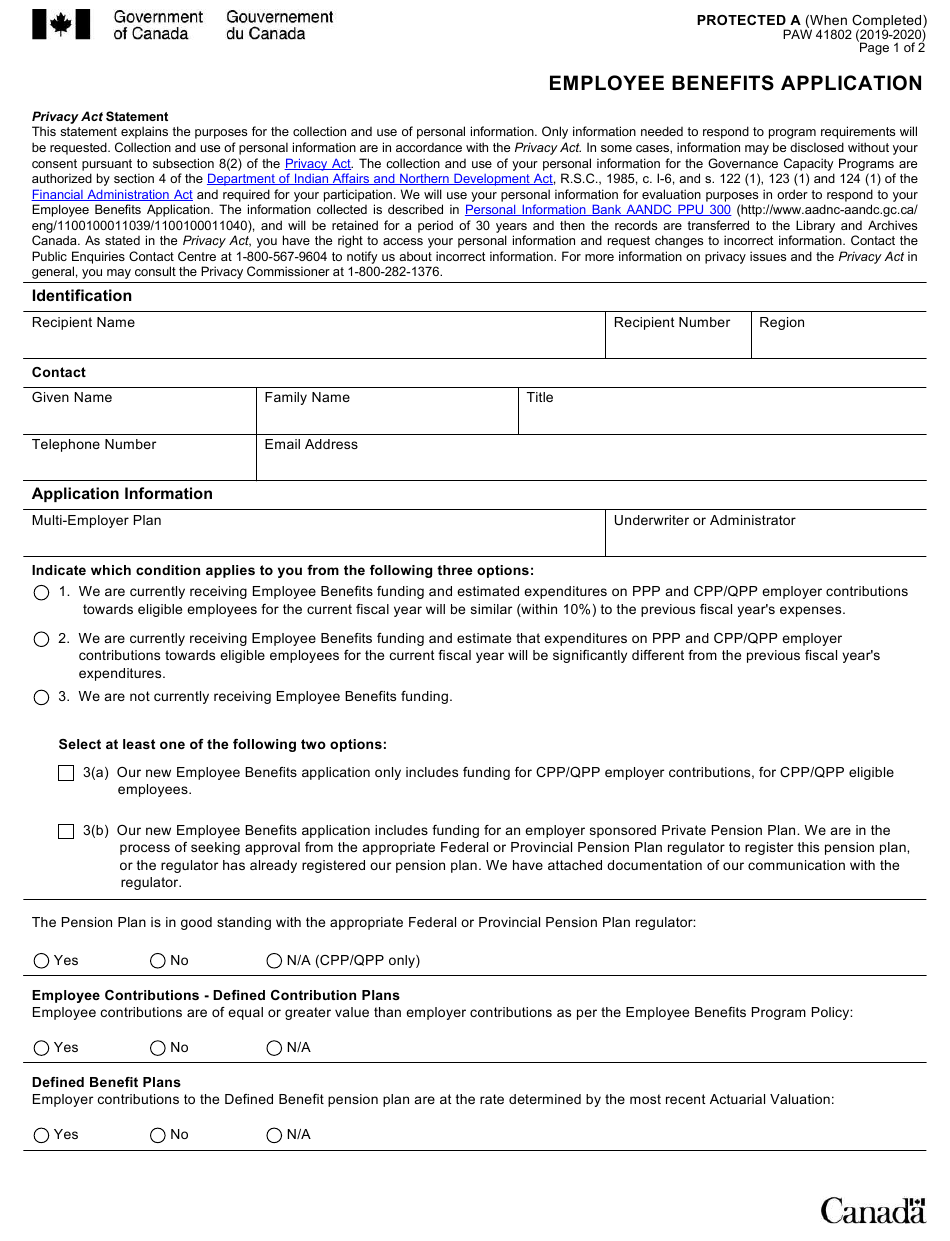 Form PAW41802 Download Fillable PDF Or Fill Online Employee Benefits