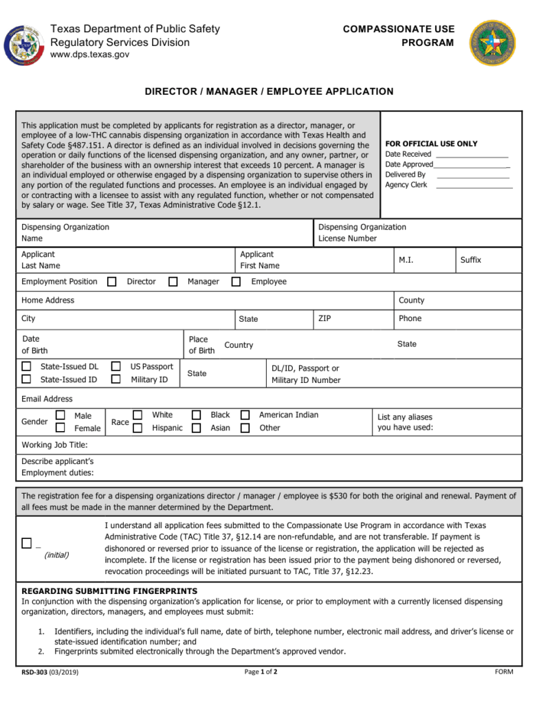 Form RSD 303 Download Fillable PDF Or Fill Online Director Manager 