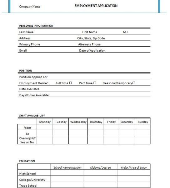 Four Free Downloadable Job Application Templates