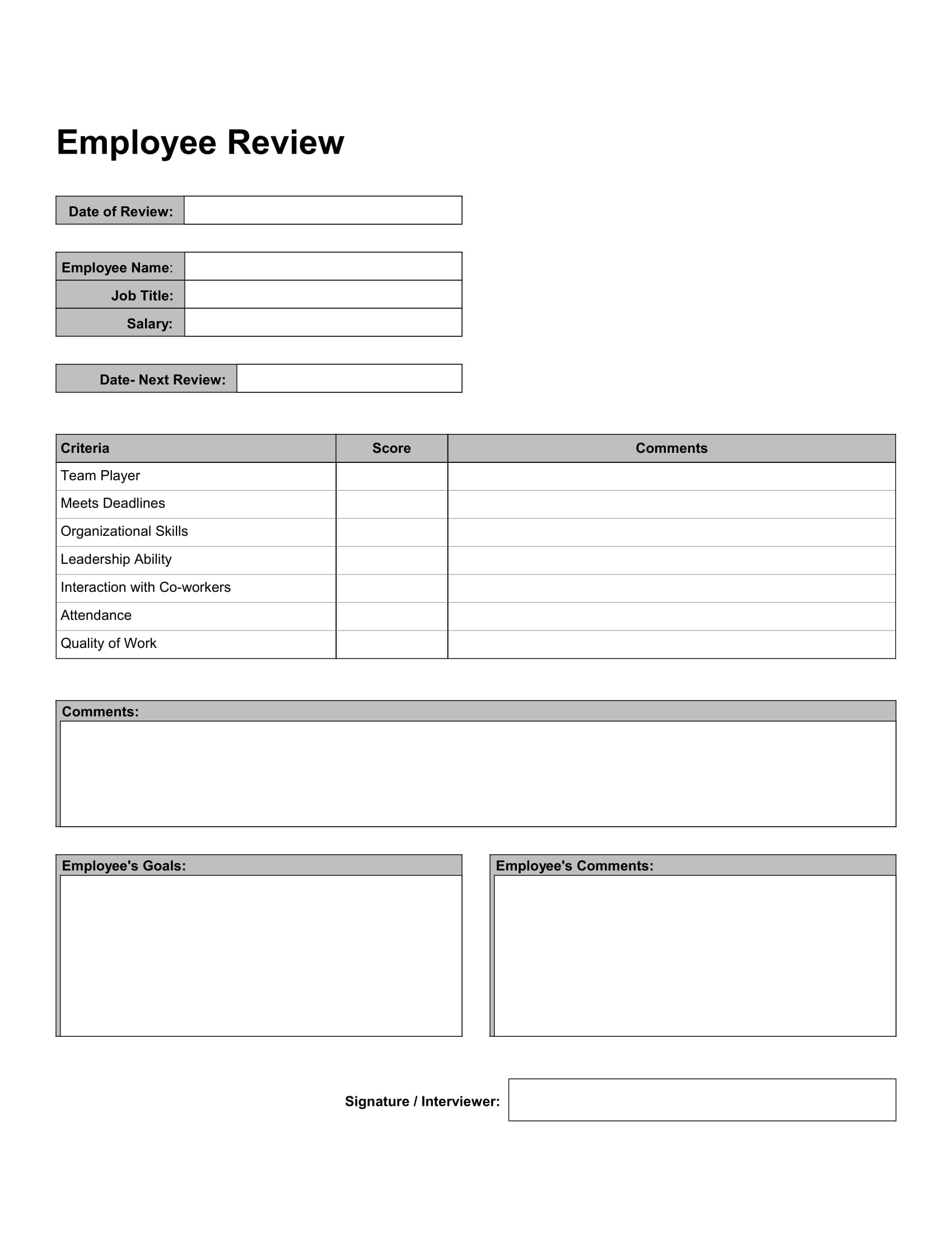 FREE 10 Employee Self Reviews Forms In PDF MS Word