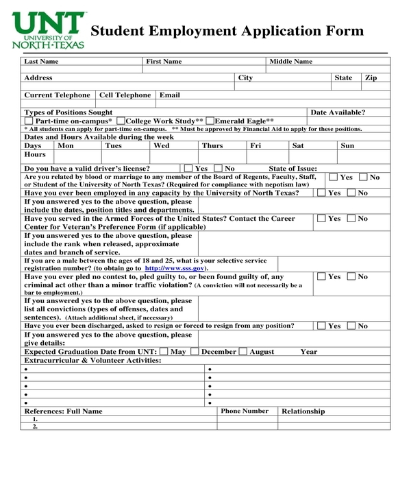 FREE 11 Employment Application Forms In PDF MS Word Excel