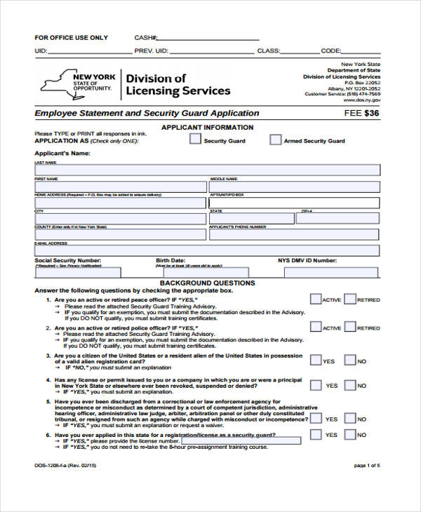 FREE 11 Security Application Forms In PDF MS Word