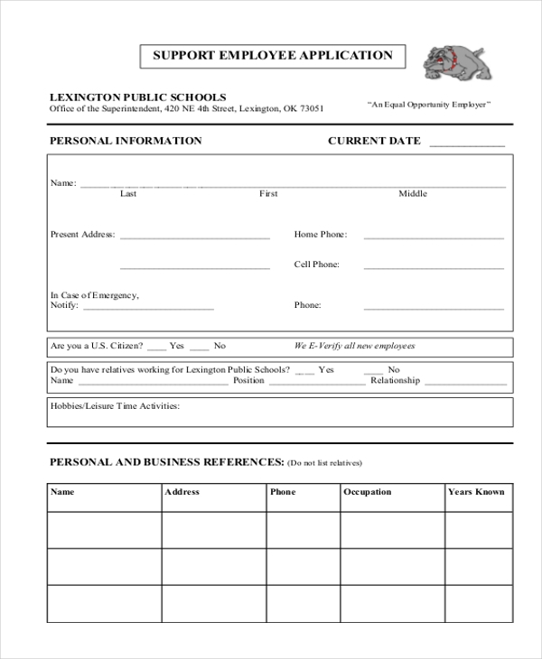 FREE 13 Sample Employee Application Forms In PDF Excel MS Word