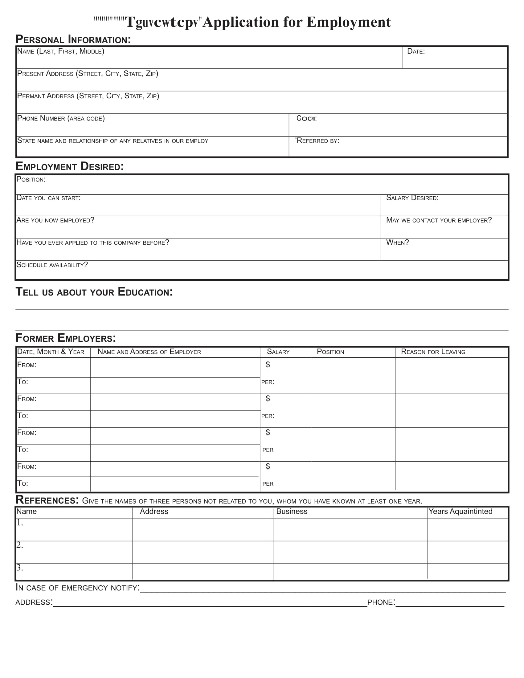 FREE 4 Restaurant Employment Forms In PDF