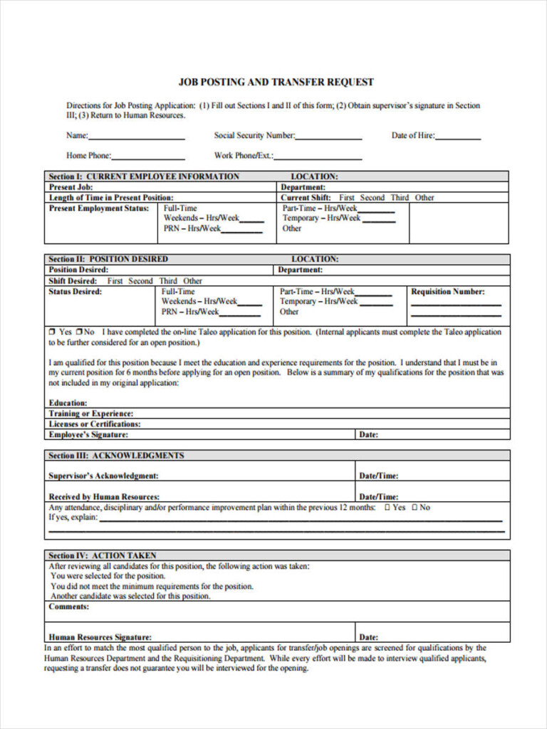 FREE 5 Job Transfer Forms In PDF