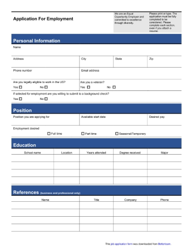 FREE 6 Employee Application Forms In PDF MS Word