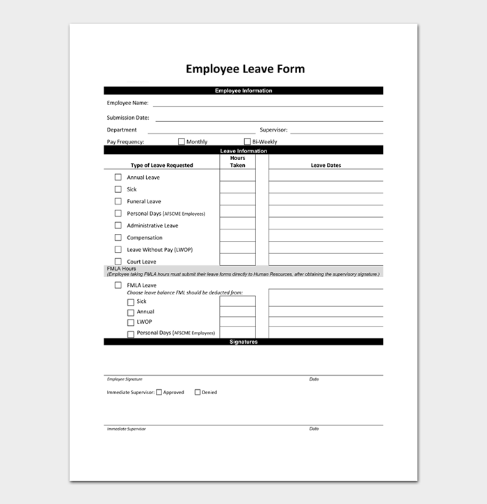 FREE 8 Employee Leave Form Samples Templates in Word And PDF