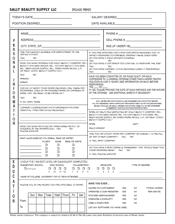 Get Your Sally Beauty Supply Job Application Form Now