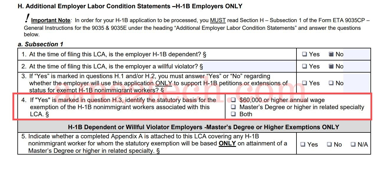 H1B LCA New Form Requires End Client Name USA