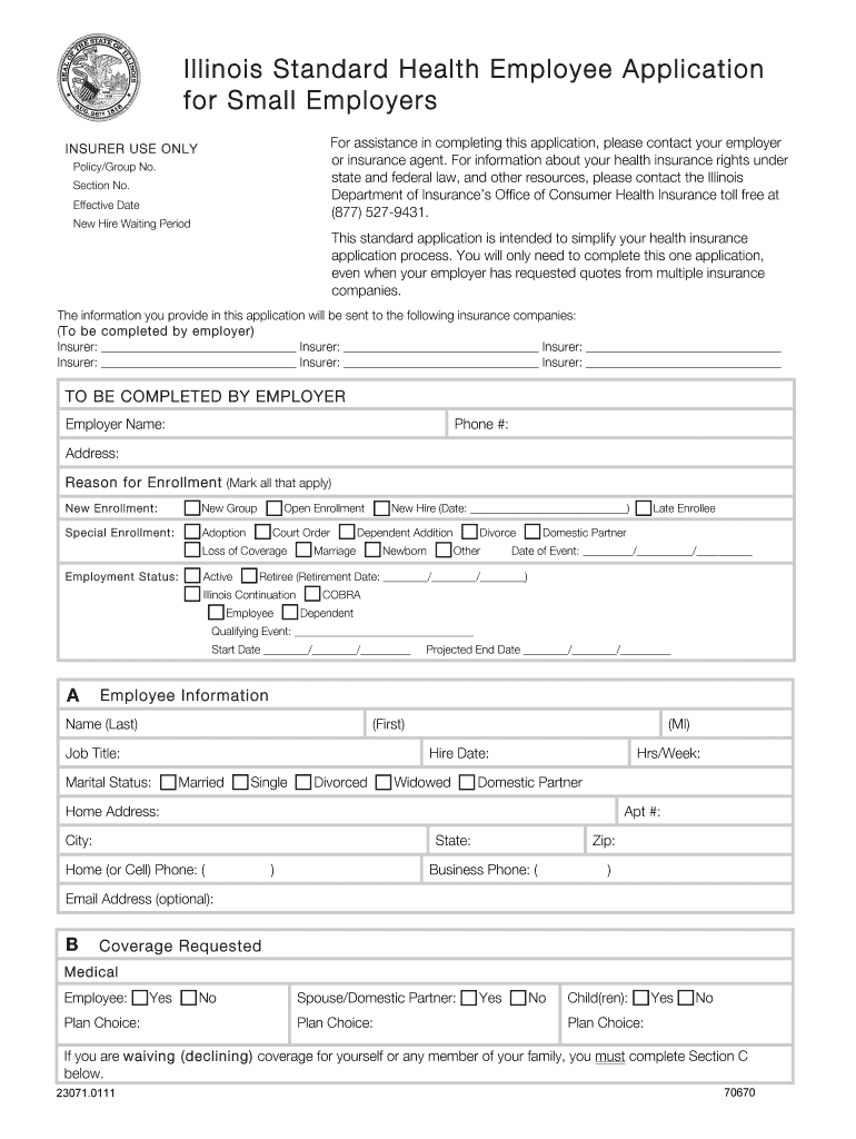 Illinois Health Application Fill Online Printable Fillable Blank 