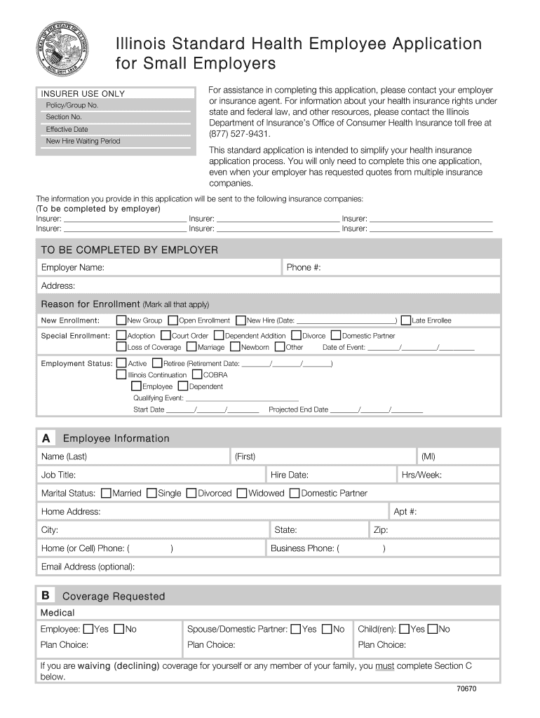 Illinois Standard Health Employee Fill Online Printable Fillable 