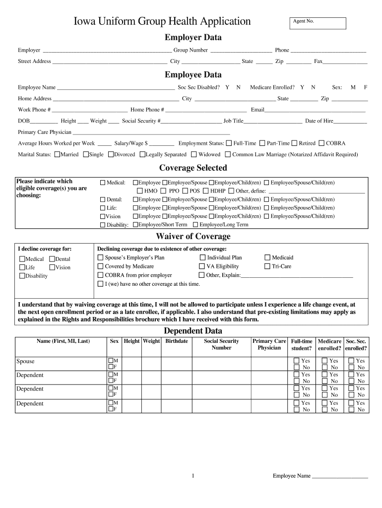 Iowa Uniform Application Fill Online Printable Fillable Blank 