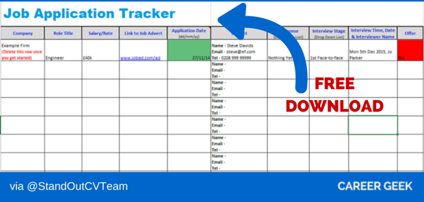 Job Application Recruitment Tracking Spreadsheet FREE Excel Download 