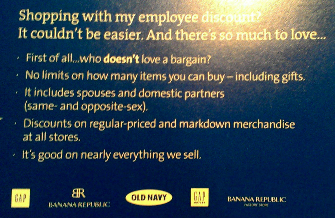 Joe My God GAP Employee Discount Card