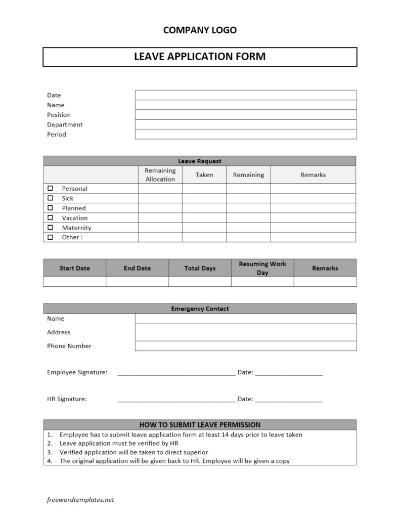 Leave Application Form