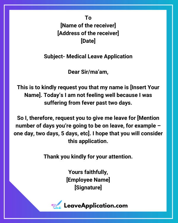 Medical Leave Application For Government Employee Updated 