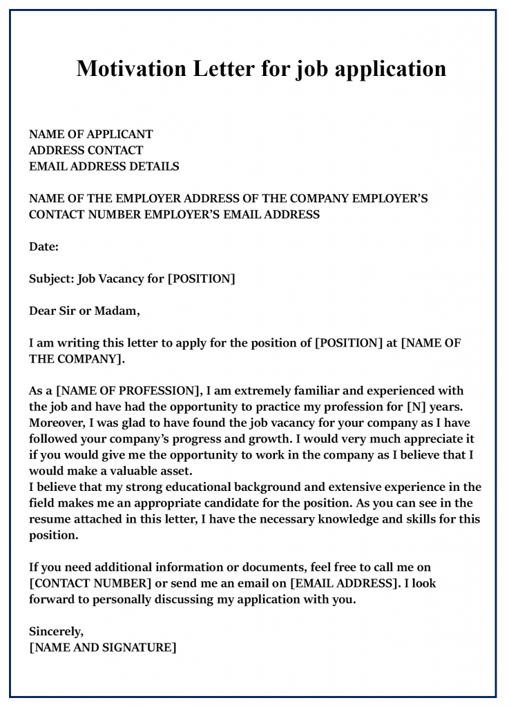 Motivation Letter For Job Application Sample With Examples