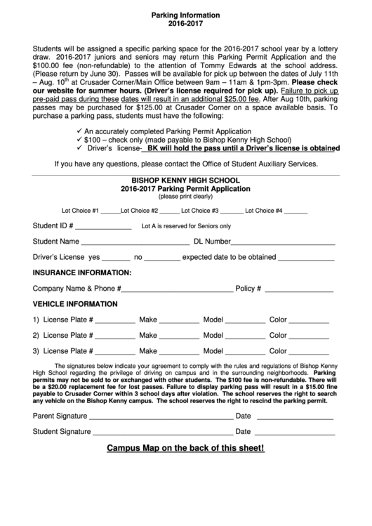 Parking Permit Application Form Printable Pdf Download