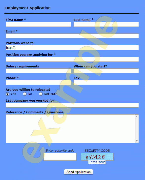 Ready to use Employment Application Form