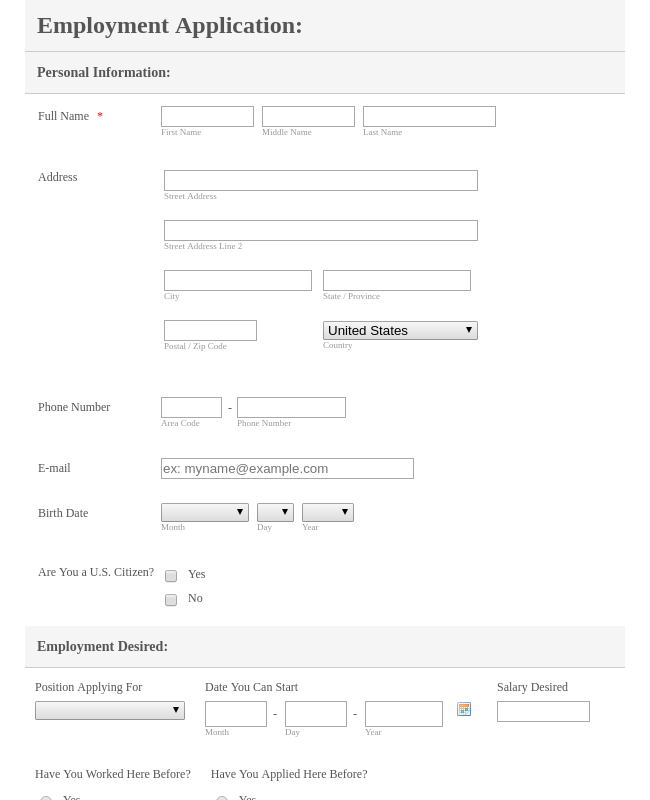 Recruitment Application Form Template JotForm