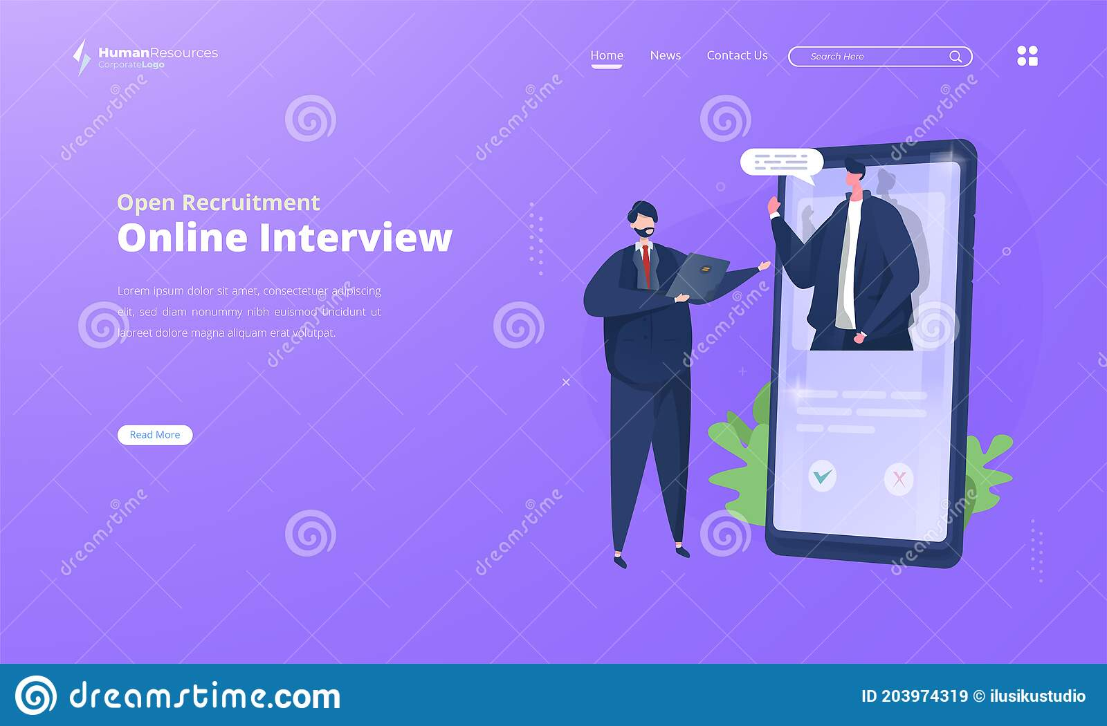 Recruitment Illustration With Smartphone And Job Applicant s CVs Gray