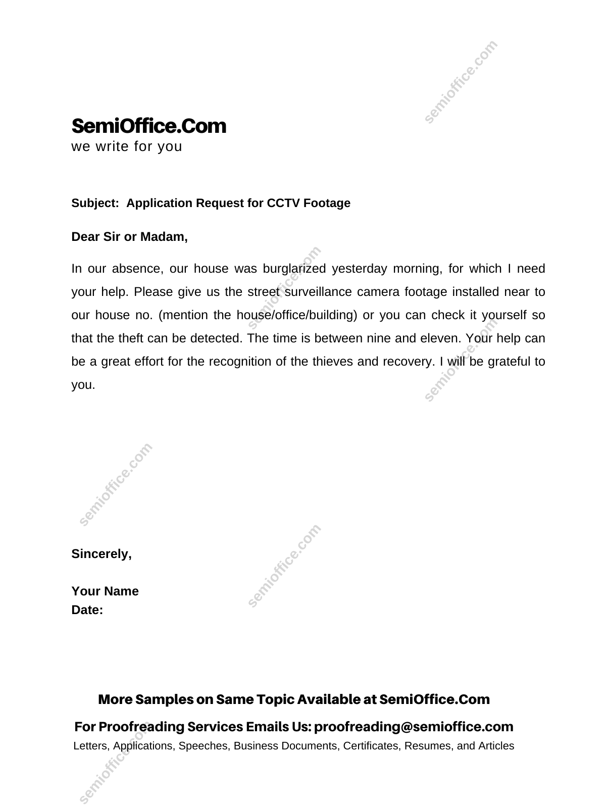 Request For CCTV Footage Email SemiOffice Com