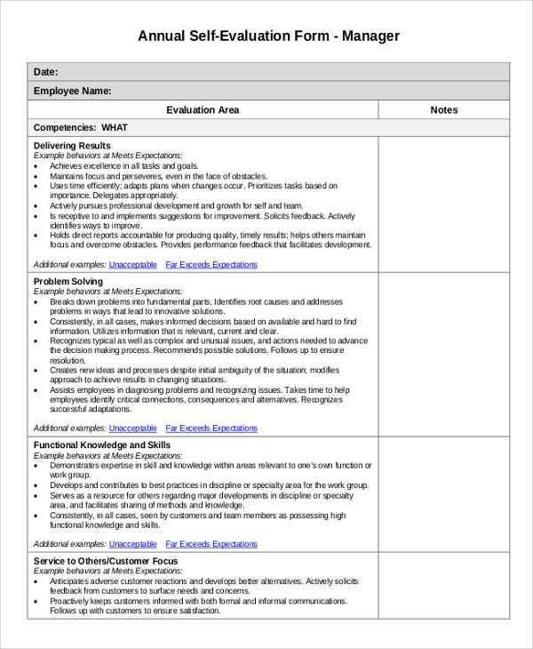 Sample Templates Sample Employee Evaluation 7 Examples In Pdf Word 