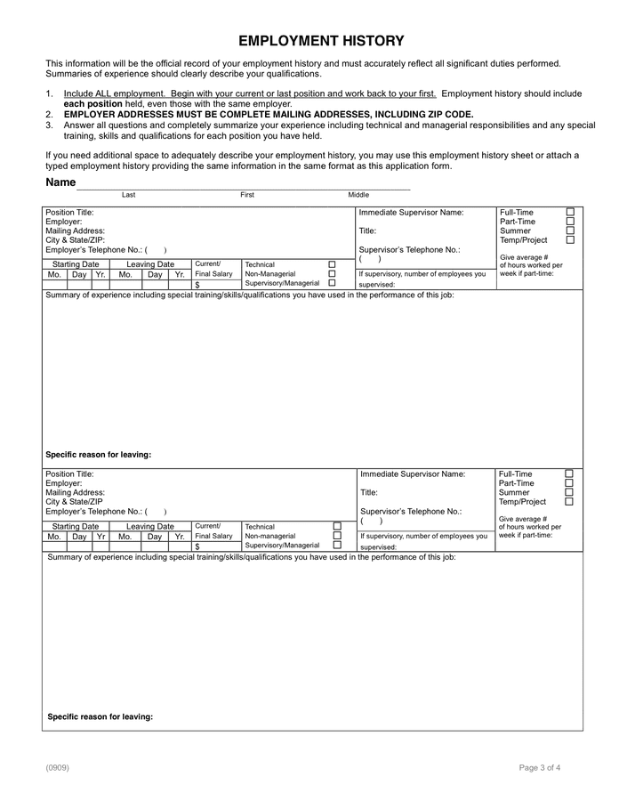 The State Of Texas Application For Employment In Word And Pdf Formats