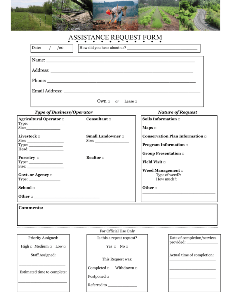 Assistance Request Form Download Printable PDF Templateroller