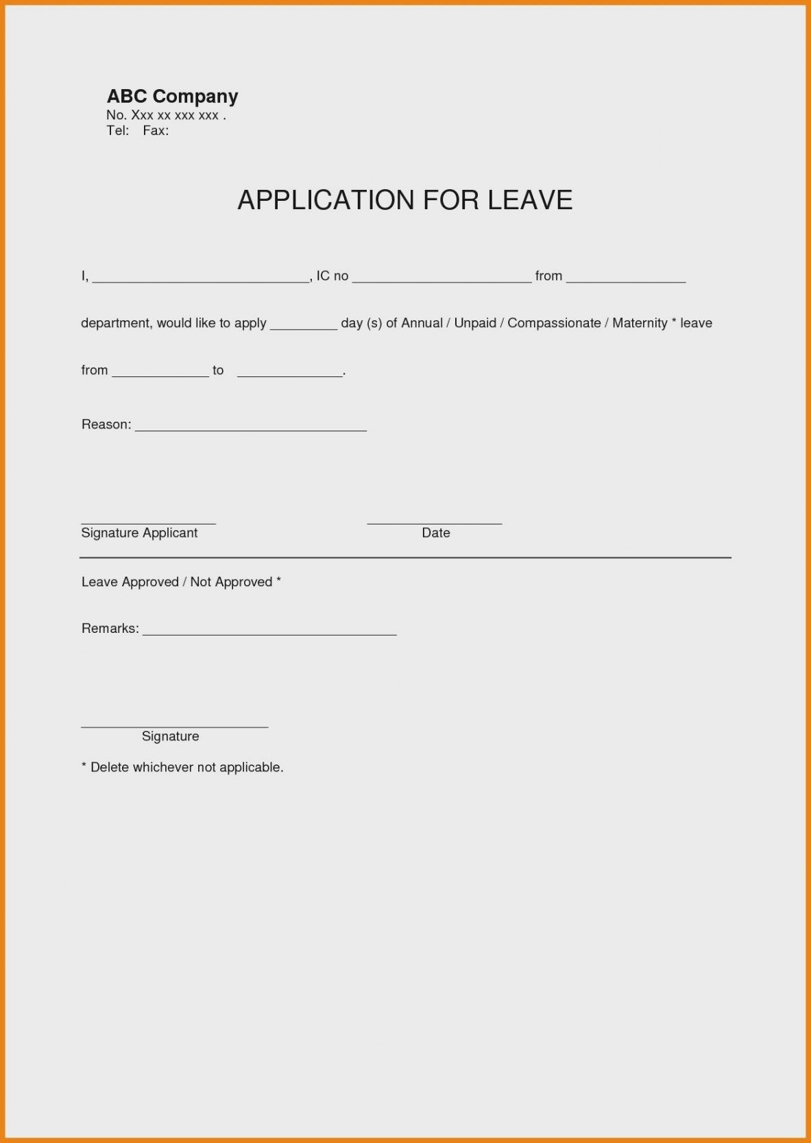 Best Of Leave Application Form Template Case Worker Sample Resume 