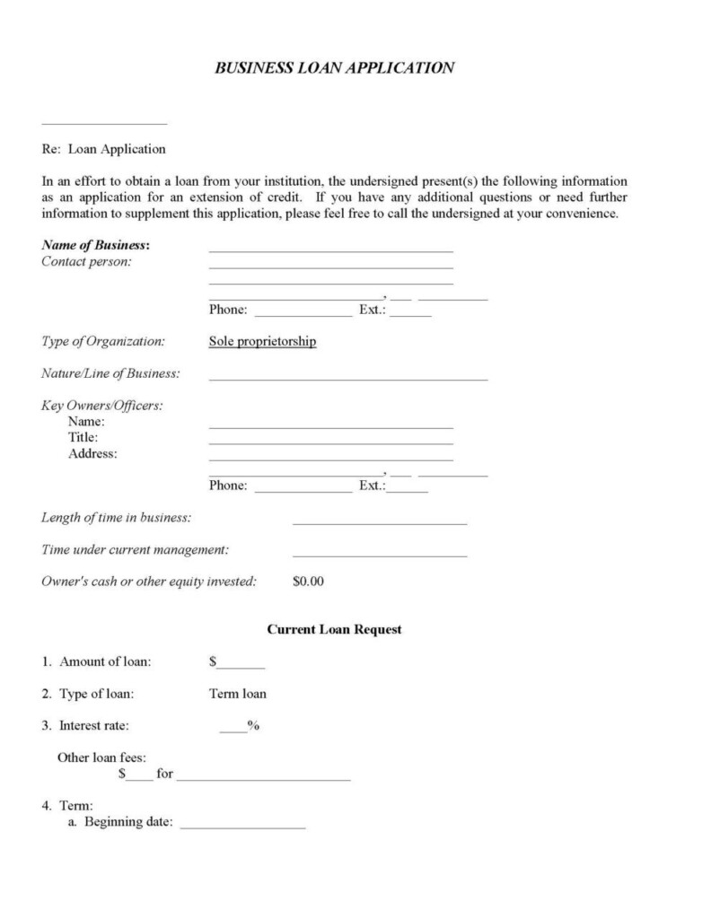 Business Loan Application Form PDF Free Printable Legal Forms