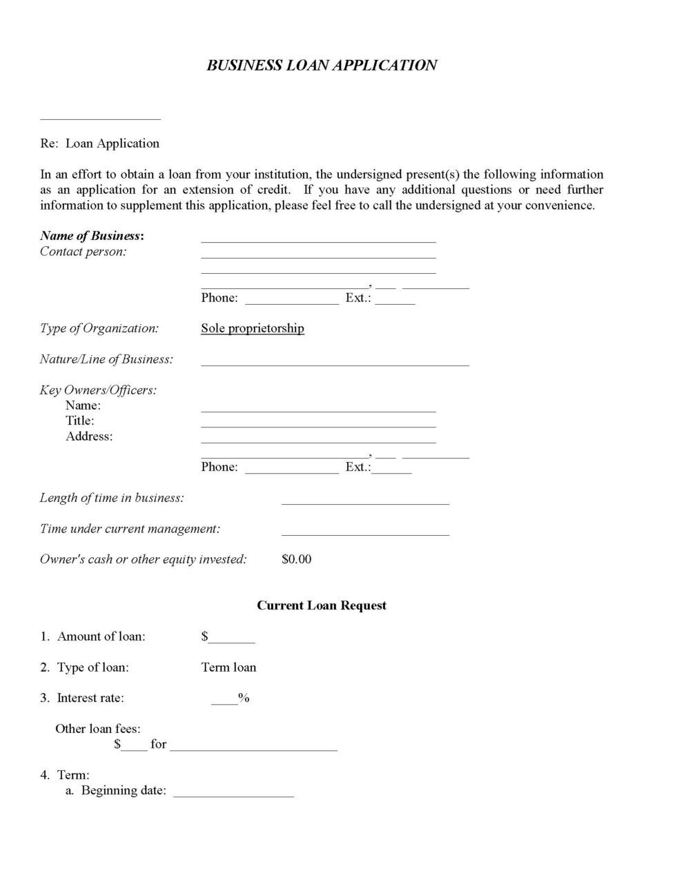 Business Loan Application Form PDF Free Printable Legal Forms